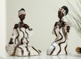 Afrikanische Figuren  Ladies Sansibar, sitzend , 2-teiliges Set, je 20 cm