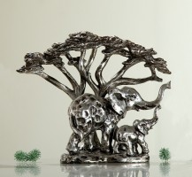 Deko Afrika Elefantenfiguren  Savanne , 29 x 24 cm, silber