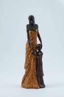 Dekofigur  Afrikanische Frau mit Kind , stehend, 43 cm