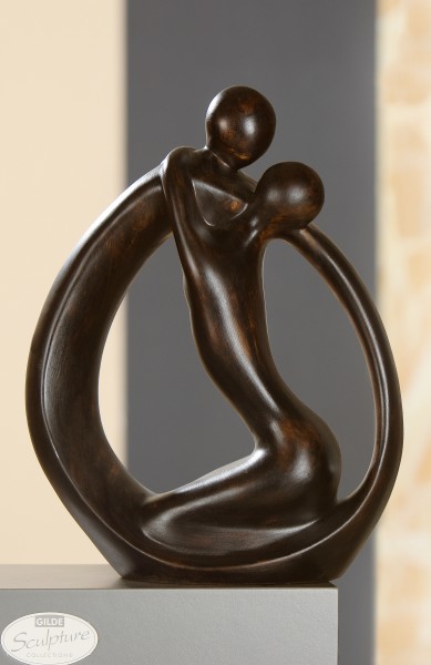 Gilde Skulptur Francis Paar "Partnerkreis", 34 cm, braun