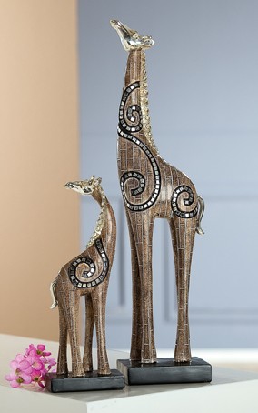 Gilde Figuren Giraffen-Set "Labyrinth", 2-teilig, 22 + 40 cm, braun
