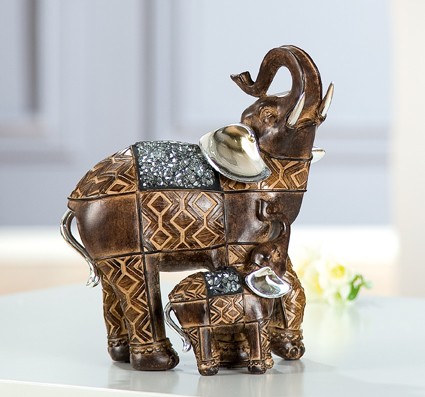 Gilde Figuren "Elefantenpaar" Mosaik, 21 cm
