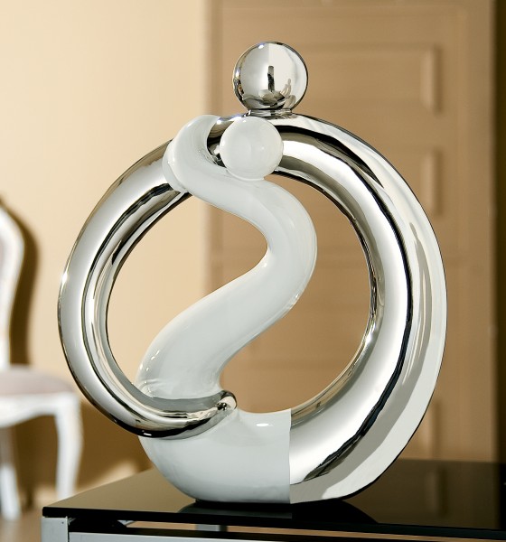 Gilde Skulptur Francis Paar "Liebeskreis", 37 cm, platin-wei&szlig;
