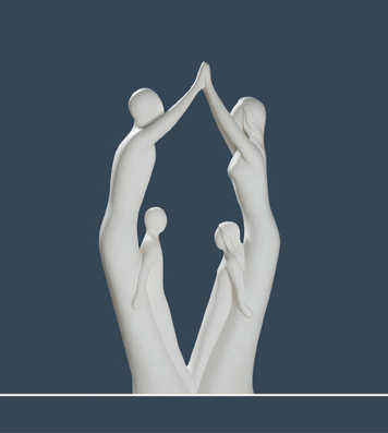 Gilde Skulptur Francis Familie "Elternschutz", 42 cm, creme