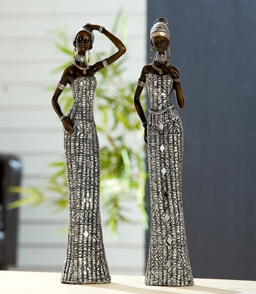 Deko afrika, statue, afrikanische figuren samburu ladies, 2 ... Dekoration wohnzimmer afrika