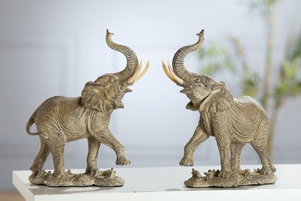 Gilde Handwerk Deko Afrika Tierfiguren "Deko Elefanten", stehend, 2-teiliges Set, je 29 cm