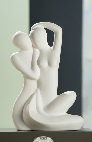 Gilde Skulptur Francis Paar "Geborgenheit", 36 cm, creme