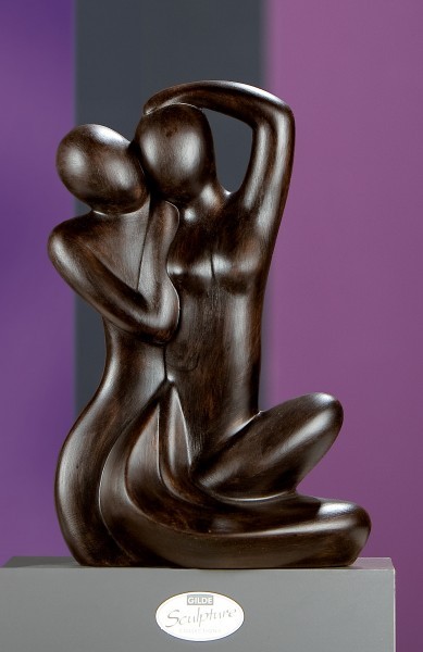Gilde Skulptur Francis Paar "Geborgenheit", 36 cm, braun