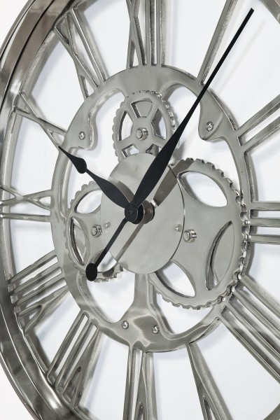 Moderne wanduhr "gear" im vintage stil, 60 cm, silber ...