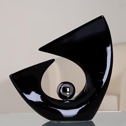 Casablanca Skulptur "Balance Ball", 37 x 38 cm, schwarz/glasiert