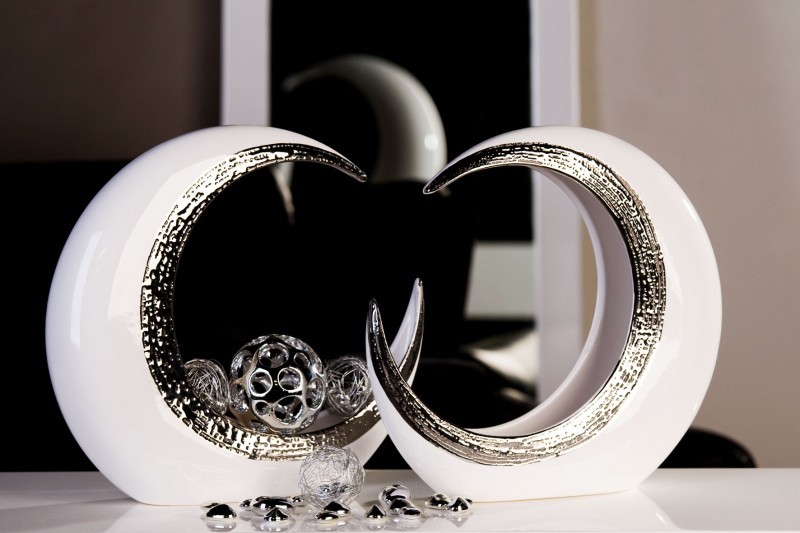 Casablanca Designschalen "Moon", 2-teiliges Set, Keramik, 32 cm, wei&szlig;-glasiert